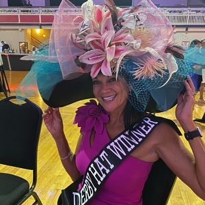 Kentucky Derby Hat turquoise & pink